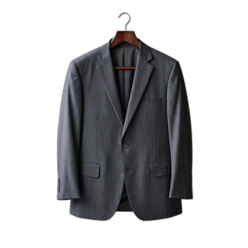 MANTONI Mens 2 Piece Suit 40S 34x29 Charcoal Grey Stripe 100% Wool Super 140s